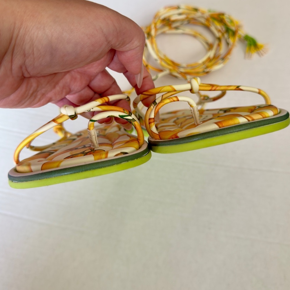 FARM RIO Off White Peppers Lace Up Flat Sandals - Picture 6 of 9